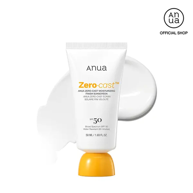 [Anua] Zero-Cast Moisturizing Finish Sunscreen (50Ml) ｜SPF 50, Korean Sunscreen, Sun Protection, Waterproof, No White Cast, Lightweight, Korean Skincare, Makeup Longevity