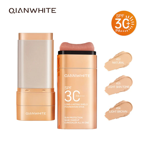 QIANWHITE Mineral Tinted Sunscreen Stick for Face - SPF Protection with Zinc Oxide and Titanium Dioxide, Travel Size Formula for Women