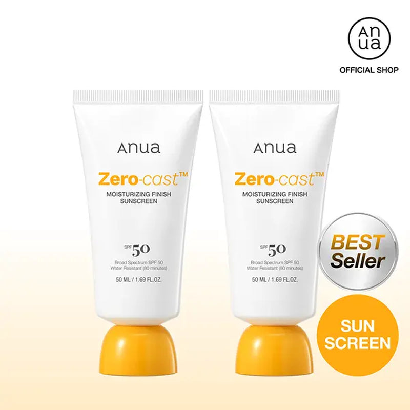 [Anua] Zero-Cast Moisturizing Finish Sunscreen (50Ml) ｜SPF 50, Korean Sunscreen, Sun Protection, Waterproof, No White Cast, Lightweight, Korean Skincare, Makeup Longevity