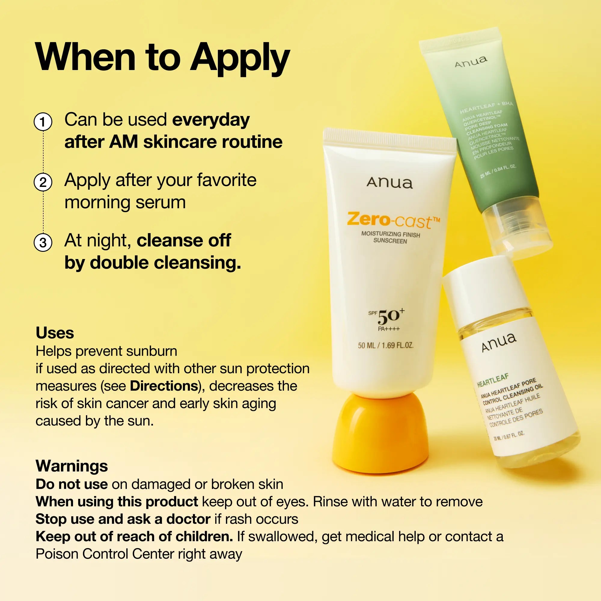 [Anua] Zero-Cast Moisturizing Finish Sunscreen (50Ml) ｜SPF 50, Korean Sunscreen, Sun Protection, Waterproof, No White Cast, Lightweight, Korean Skincare, Makeup Longevity